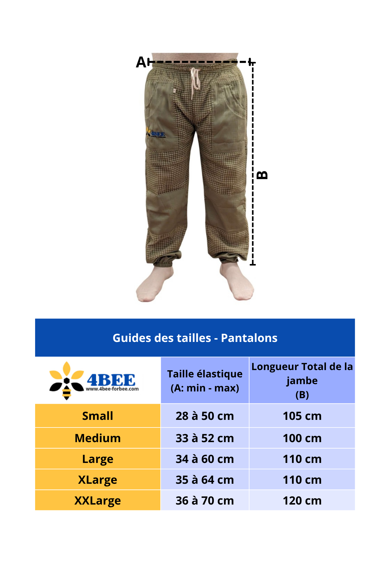 Pantalon ventilé vert guide de taille